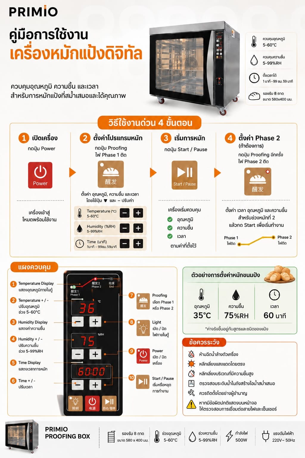 เครื่องหมักแป้ง PRIMIO รุ่น PRI-PROVER8T4060_2